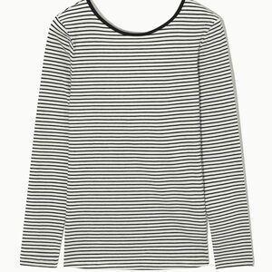 COS- Black and White Striped Long Sleeve Tee with scoop back